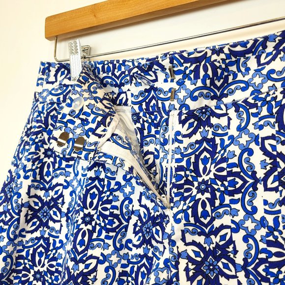 Milly For Design Nation Blue White Graphic Print Cotton Shorts, Size 6, EUC - Picture 4 of 9